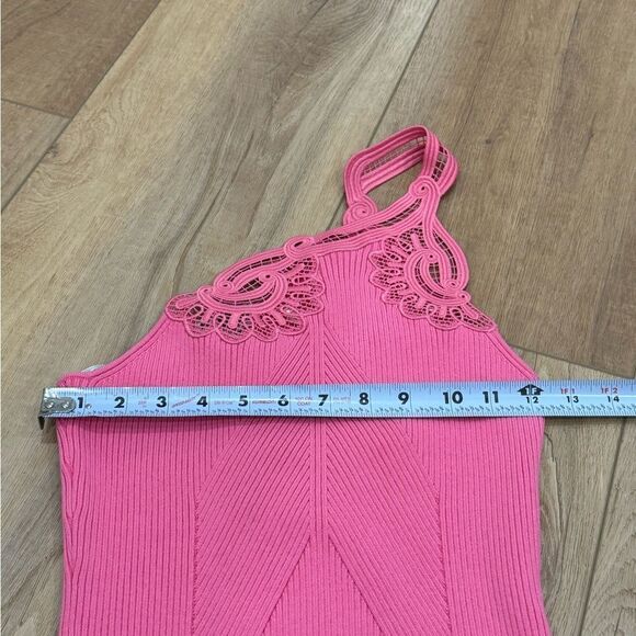 Self Portrait One Shoulder‎ Ribbed Knit Dress Pink Size Medium - Picture 6 of 15